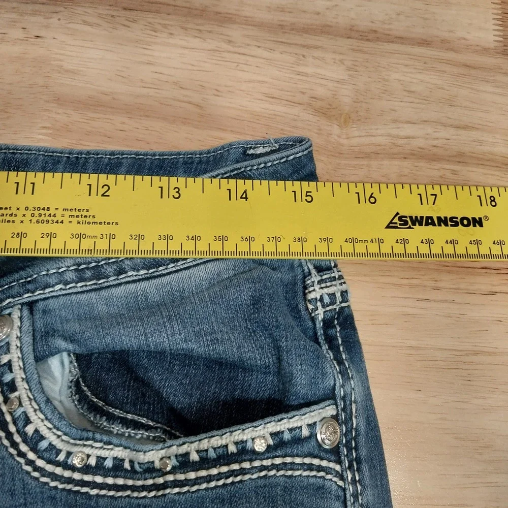 Grace in LA Jeans Women Bootcut Distressed Stretch Denim 30 Blue
